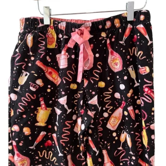 Nick & Nora vintage pink champagne flannel pajama lounge set - Picture 4 of 6